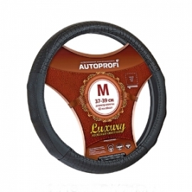 Оплетка на руль M "AUTOPROFI" Luxury натуральная кожа крокодила, черный